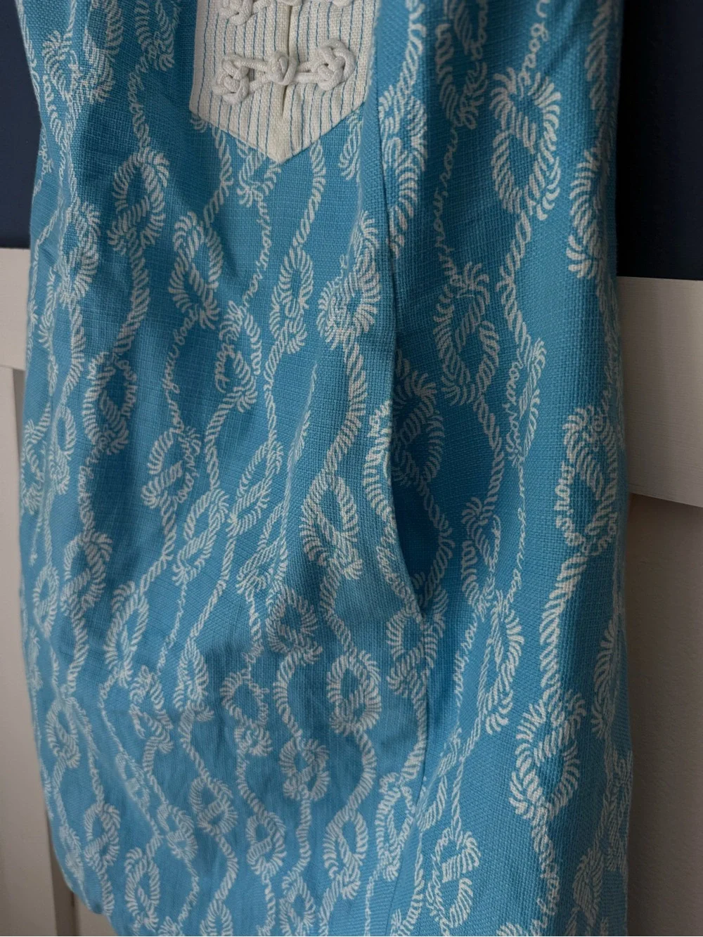 Lilly Pulitzer Row Your Boat Blue and White Rope Print Sleeveless Shift Dress - Picture 5 of 14